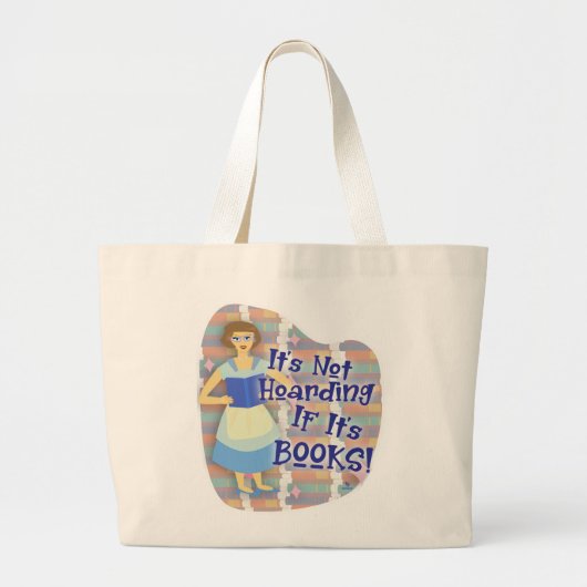 Fun Book Hoarder Huisvrouw Retro Kitsch Grote Tote Bag (Voorkant)