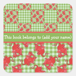 Fun Bookplate voor persoonlijk gebruik: Cute Red D Vierkante Sticker
