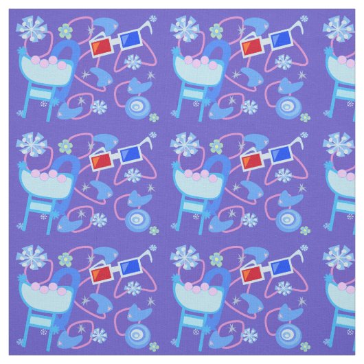 Fun Boomerangs 3-D Glasses Fifties Retro Pattern Stof (Swatch)