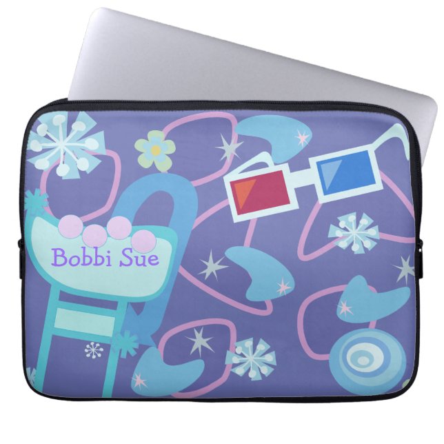 Fun Boomerangs 3-D Spect Fifties Retro Pattern Laptop Sleeve (Voorkant)