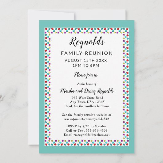 Fun Border Family Reunion of Party Invitation Kaart (Voorkant)