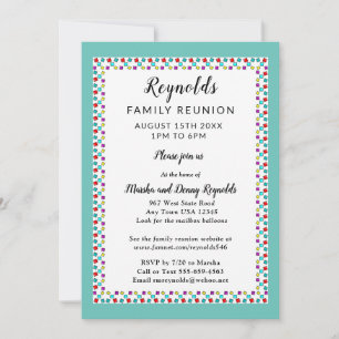 Fun Border Family Reunion of Party Invitation Kaart