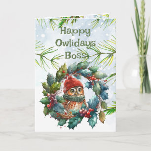 Fun Boss Christmas Owl Animal Wildlife Natuur Kaart