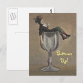 Fun  Bottoms Up Lady in Wine Glass Briefkaart (Voorkant / Achterkant)