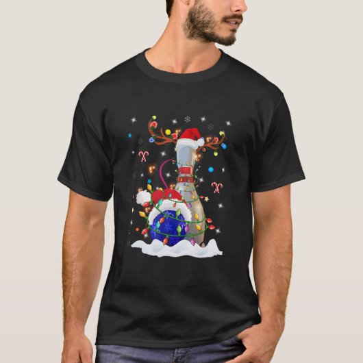 Fun Bowling Ball-kerstpoppen in Santa Hat L T-shirt (Voorkant)
