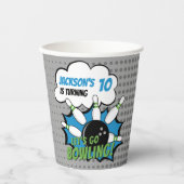 Fun Bowling Birthday Boy Papieren Bekers (Voorkant)