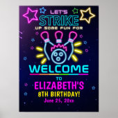 Fun Bowling Birthday Girl Poster (Voorkant)