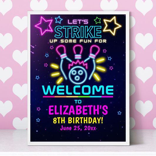 Fun Bowling Birthday Girl Poster