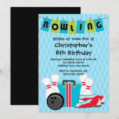 Fun Bowling Boys Birthday Party Kaart (Voorkant / Achterkant)