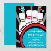 Fun Bowling Boys Birthday Party Kaart (Voorkant / Achterkant)