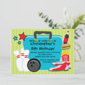 Fun Bowling Boys Birthday Party-uitnodigingen Kaart (Staand voorkant)