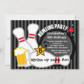 Fun Bowling Boys Birthday Party-uitnodigingen Kaart (Voorkant)