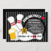 Fun Bowling Boys Birthday Party-uitnodigingen Kaart (Voorkant / Achterkant)