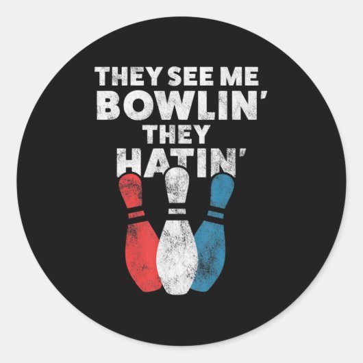 Fun Bowling Gift voor mannen en papa Ronde Sticker (Voorkant)
