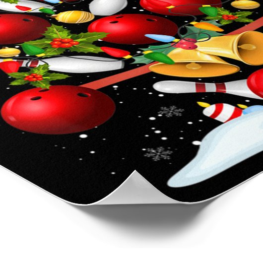 Fun Bowling-kerstboom verlicht kerstcadeautjes voo Poster (Hoek)