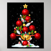 Fun Bowling-kerstboom verlicht kerstcadeautjes voo Poster (Voorkant)