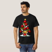 Fun Bowling-kerstboom verlicht kerstcadeautjes voo T-shirt (Voorkant volledig)