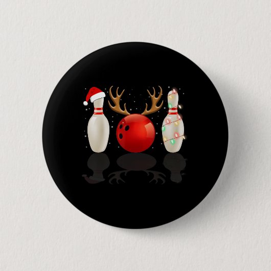 Fun Bowling-kerstkerstkerstkerstkerstkerstkerstcad Ronde Button 5,7 Cm (Voorkant)