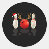 Fun Bowling-kerstkerstkerstkerstkerstkerstkerstcad Ronde Sticker (Voorkant)