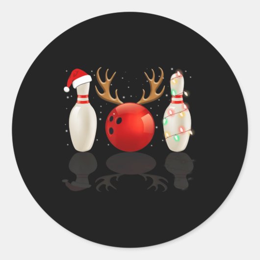Fun Bowling-kerstkerstkerstkerstkerstkerstkerstcad Ronde Sticker (Voorkant)
