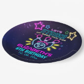 Fun Bowling Neon  Birthday Girl Papieren Bordje (Gekanteld)