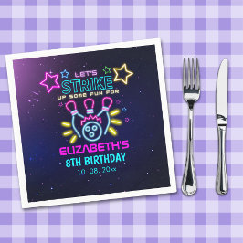Fun Bowling Neon  Birthday Girl Servet