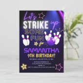 Fun Bowling party Design for Girls Kaart (Staand voorkant)