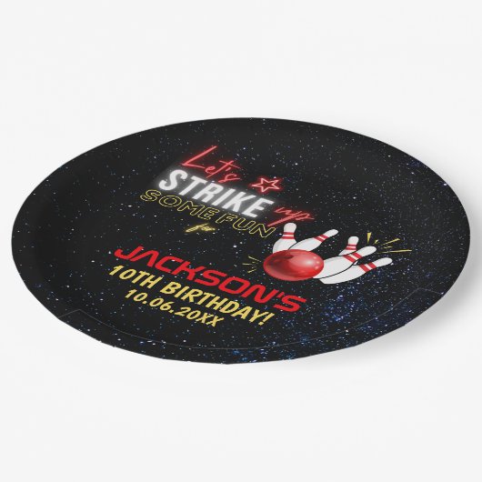 Fun Bowling party for Kids Papieren Bordje (Gekanteld)