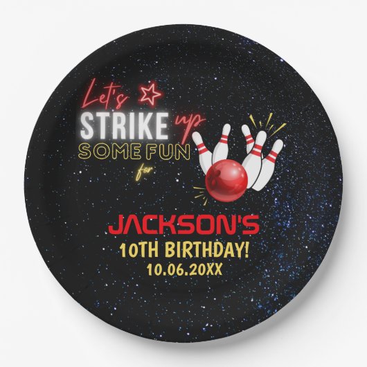 Fun Bowling party for Kids Papieren Bordje (Voorkant)