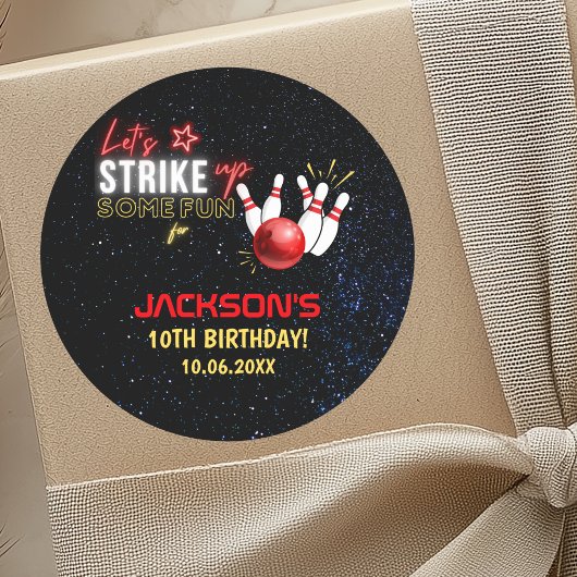 Fun Bowling party for Kids Ronde Sticker