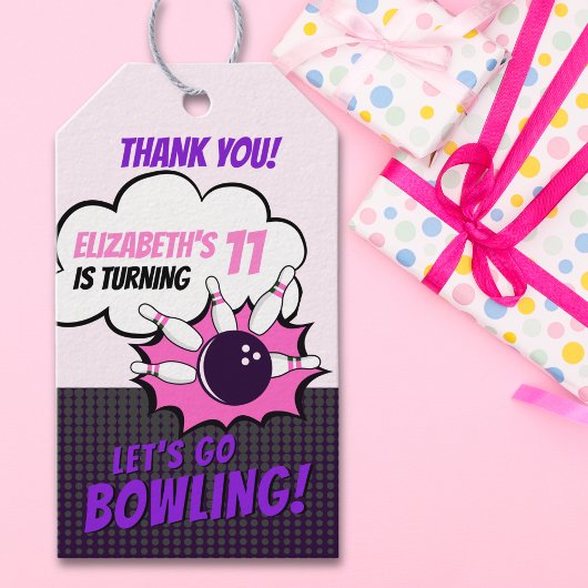 Fun Bowling-Style Birthday Girls Cadeaulabel