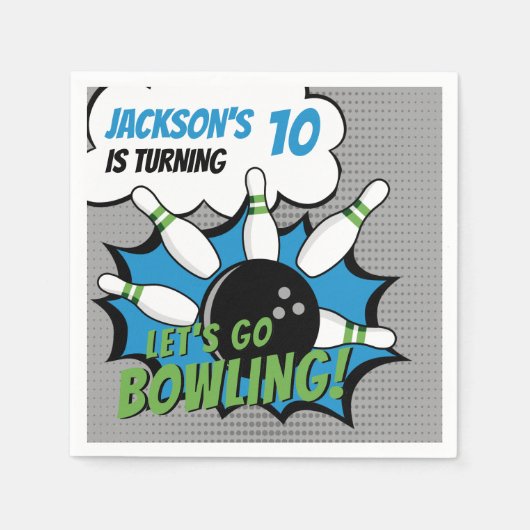Fun Bowling-Style Birthday Kids Servet (Voorkant)