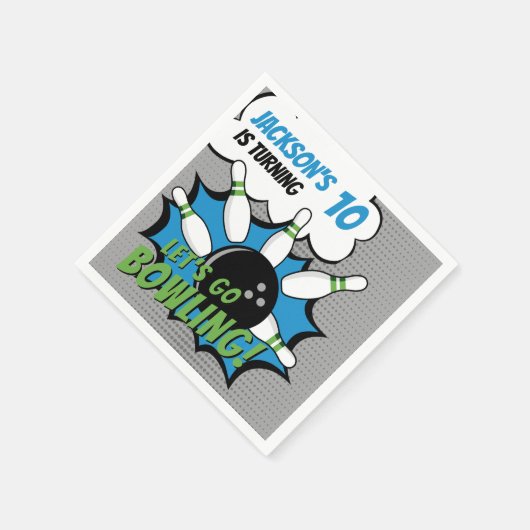 Fun Bowling-Style Birthday Kids Servet (Hoek)