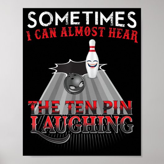 Fun Bowling Ten Pin Design Poster (Voorkant)