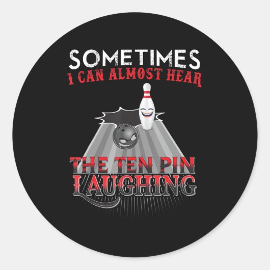 Fun Bowling Ten Pin Design Ronde Sticker (Voorkant)