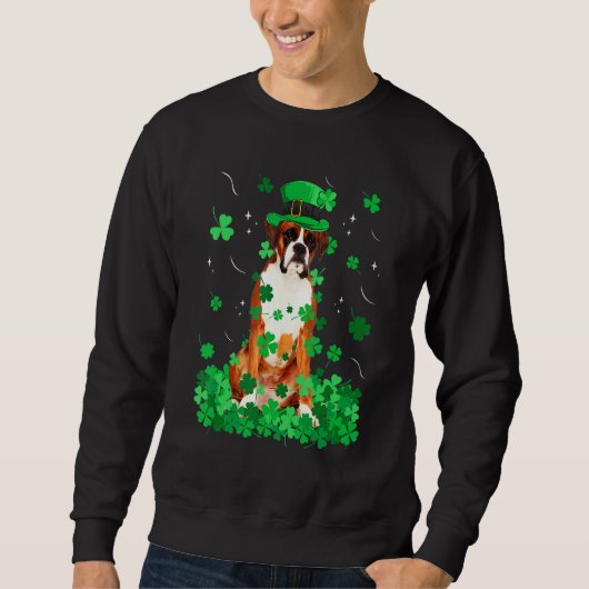 Fun Boxer Dog St Patrick S Day Irish Shamrock Trui (Voorkant)