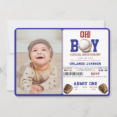 Fun Boy Baseball Baby Shower | Custom Sports Party Kaart (Voorkant)