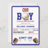 Fun Boy Baseball Baby Shower | Custom Sports Party Kaart (Voorkant)