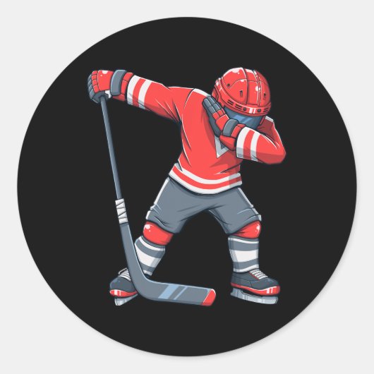 Fun Boy Kind ijshockey dab kleding Ronde Sticker (Voorkant)