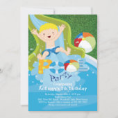 Fun Boy Pool verjaardagsfeestje uitnodiging (Voorkant)