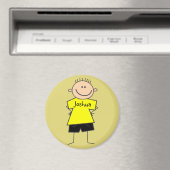 Fun Boy Stick Figuur Gepersonaliseerd Magnet (Insitu (Vaatwasser))