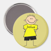 Fun Boy Stick Figuur Gepersonaliseerd Magnet (Voorkant / Achterkant)
