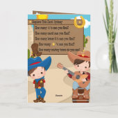 Fun Boys Cowboy Kleurplaat Gelukkige Verjaardag Kaart (Achterkant)