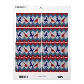 Fun Boys Dinosaurs Red Blue Chevron Pattern Etiket (Full Sheet)