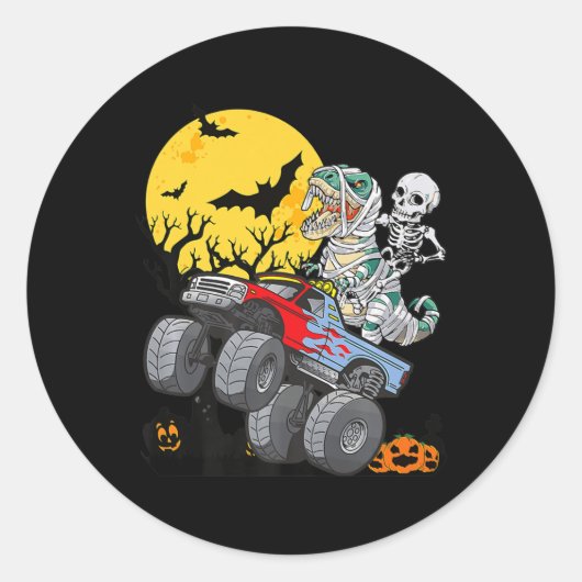 Fun Boys Halloween Monster Truck Mummy Din Ronde Sticker (Voorkant)