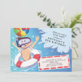 Fun Boys Pool Party Uitnodiging (Staand voorkant)