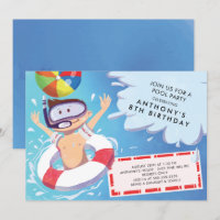 Fun Boys Pool Party Uitnodiging