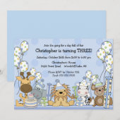 Fun Boys Safari Animals Birthday Kaart (Voorkant / Achterkant)