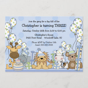 Fun Boys Safari Animals Birthday Kaart