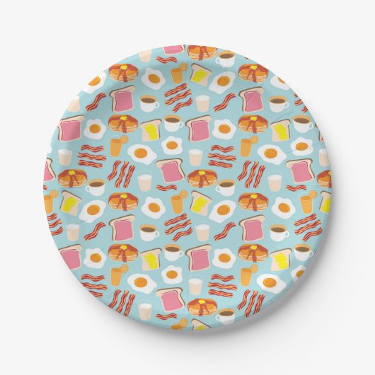 Fun Breakfast Brunch Party Pattern Papieren Bordje (Voorkant)